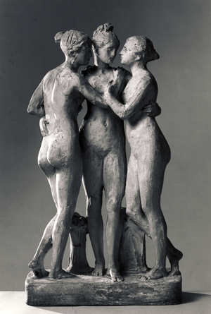 Bertel Thorvaldsen (1770-1844): Gratierne og Amor. Skitse. Gips. Originalmodel. 1817