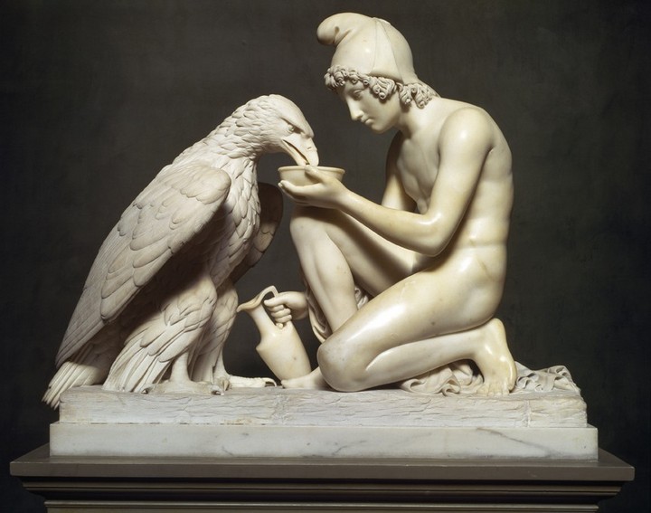 Hyrdedrengen Ganymedes med Jupiters ørn, marmorskulptur, A 44