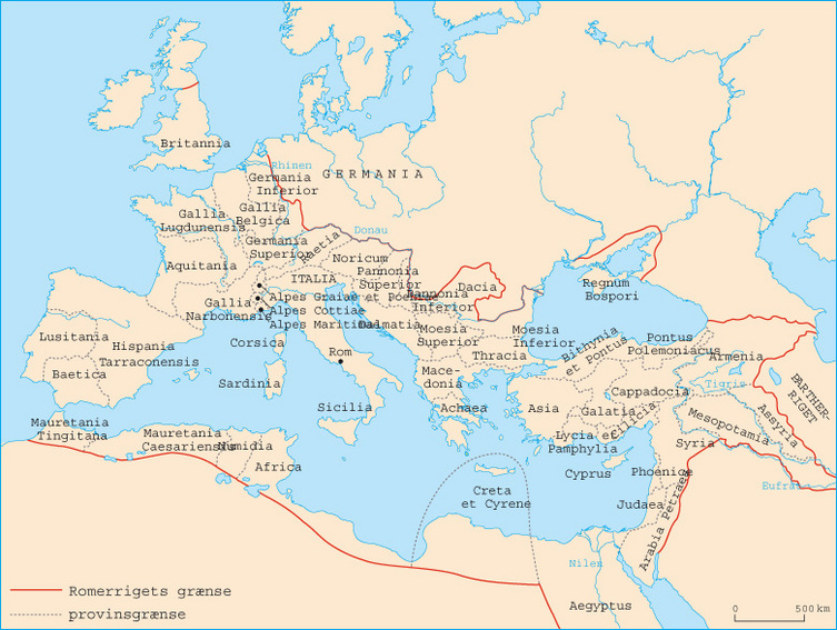 Kort over romerriget i antikken